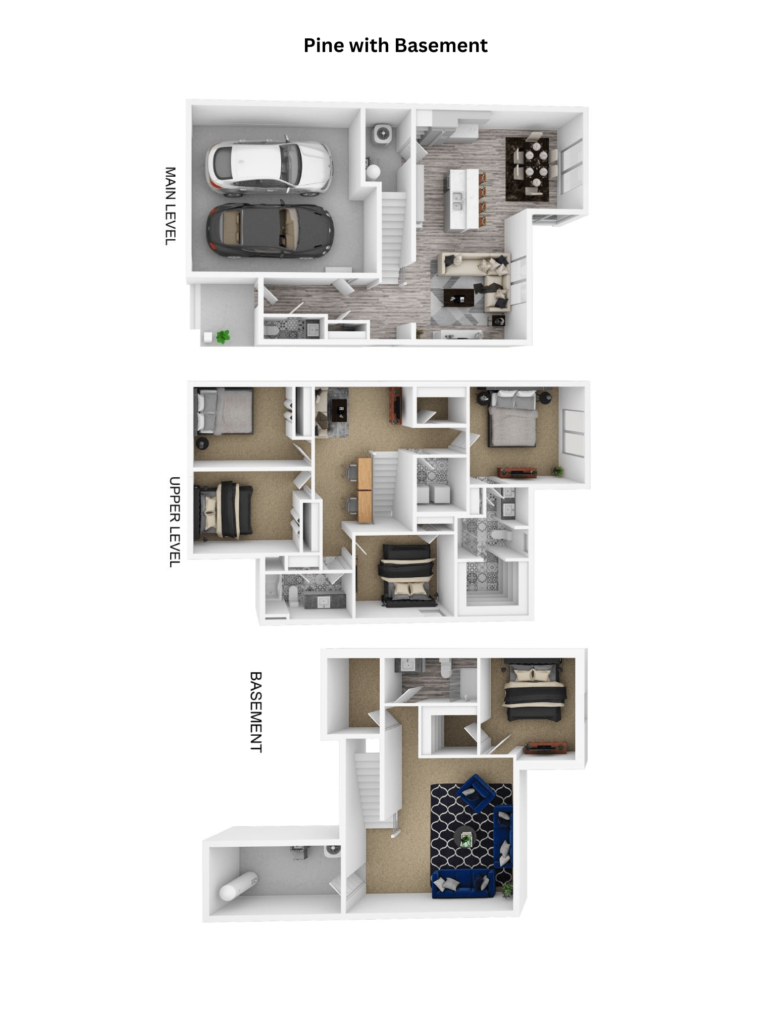 a floor plan of a house with three differentartments